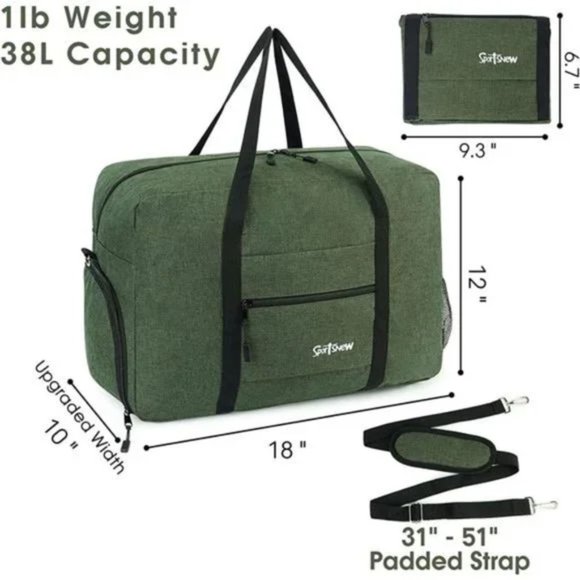 New Travel Duffel Bag for Men and Women Lightweight 2-Army Green Gym Bag Carryon - Picture 2 of 7